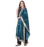 Women's Velvet Gotta Patti Dupatta (Teal, Length:  2.25 to 2.50 Mtr)