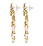Women's Rose Gold Plated Alloy Kundan Earrings & Mangtikka (White & Gold)