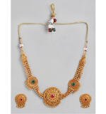 Women's Rose Gold Plated Alloy Necklace & Earings Set (Multicolor)