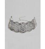Women's Rose Gold Plated Alloy Choker (Silver)