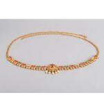 Women's Rose Gold Plated Alloy Hip Belt Kamarband (Red & Green)