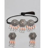 Women's Rose Gold Plated Alloy Necklace & Earings Set (Orange)