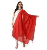 Women's Chanderi Self Design Dupatta (Red, Length:  Free Size)