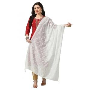 Women's Chanderi Self Design Dupatta (White, Length:  Free Size)