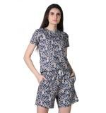 Women's Cotton Blended Printed Round Neck Half Sleeve Top - Shorts Set (Multicolor)