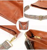 Women's PU Leather Medium Sling bag Zipper Handbag (Brown)
