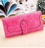 Women's Faux Leather Medium Snap Button Wallet (Pink)