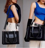 Women's Canvas Medium Top handle Satchel Zipper Handbag (Black)