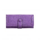 Women's Faux Leather Medium Snap Button Wallet (Purple)