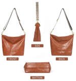 Women's PU Leather Medium Sling bag Zipper Handbag (Brown)