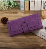 Women's Faux Leather Medium Snap Button Wallet (Purple)