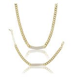 Women's Stainless Steel Gold Polish Polish Hand Bracelet And Necklace (Gold Plated)