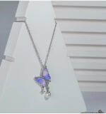 Women's Stainless Steel Butterfly Dailywear Pendent Delicate Chain (Silver Plated)