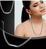 Women's Stainless Steel Silver Polish Hand Bracelet And Necklace (Silver Plated)