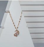 Women's Stainless Steel Moon Pendent Delicate Chain (Gold Plated)