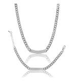 Women's Stainless Steel Silver Polish Hand Bracelet And Necklace (Silver Plated)