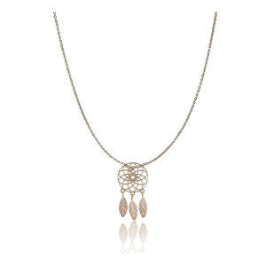Women's Stainless Steel Dream Catcher Pendent Delicate Chain (Gold Plated)