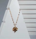 Women's Stainless Steel Leaf Pendent Delicate Chain (Gold Plated)
