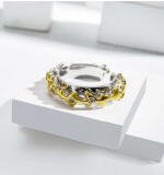 Stainless Steel Double Tone High-Quality Freesize Ring (Silver Plated)