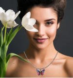 Women's Stainless Steel Colorful Butterfly Pendent Dailywear chain (Silver Plated)
