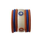 Women's Plastic Silk Thread Bangles (White-Brown-Blue, Size: 2.8)