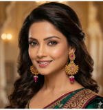 Women's Zinc Alloy Gold Plated Chandbali Earrings (Multicolor)
