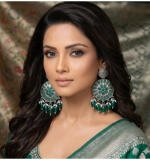 Women's Zinc Alloy Gold Plated Chandbali Earrings (Multicolor)