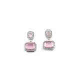 Women's Brass Silver Plated Drop Earrings (Pink)