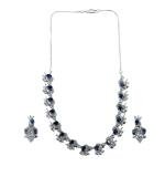 Women's Brass Silver Plated Necklace set (Blue)