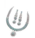 Women's Brass Silver Plated Necklace set (Turquoise)