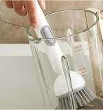 TPR-Plastic Solid Electric Liquid Soap Dispensing Cleaning Brush with Handle (Grey-White)