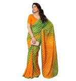 Women's Georgette Printed Saree With Unstitched Blouse 5.5Mtr (Green)