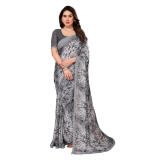 Women's Georgette Printed Saree With Unstitched Blouse 5.5Mtr (Grey)