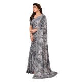 Women's Georgette Printed Saree With Unstitched Blouse 5.5Mtr (Grey)