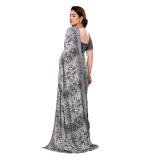 Women's Georgette Printed Saree With Unstitched Blouse 5.5Mtr (Grey)