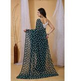 :- Women's Georgette Printed Saree With Unstitched Blouse 5.5Mtr (Green)