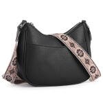 Women's PU Leather Zipper Sling Bag (Black)