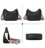 Women's PU Leather Zipper Sling Bag (Black)