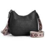 Women's PU Leather Zipper Sling Bag (Black)