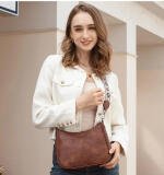 Women's PU Leather Zipper Sling Bag