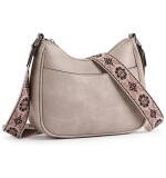 Women's PU Leather Zipper Sling Bag (Beige)