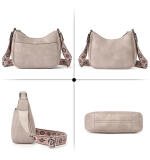 Women's PU Leather Zipper Sling Bag (Beige)