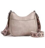 Women's PU Leather Zipper Sling Bag (Beige)