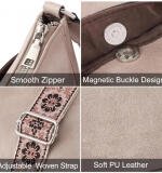 Women's PU Leather Zipper Sling Bag (Beige)