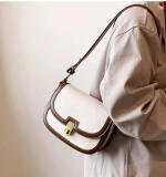 Women's PU Leather Zipper Sling Bag (Beige)