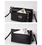 Women's PU Leather Zipper Sling Bag (Black)