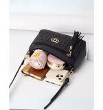 Women's PU Leather Zipper Sling Bag (Black)
