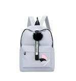 Unisex PU Leather Solid Medium Zipper Backpack (Grey)