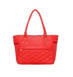Women's PU Leather Solid Shoulder Zipper Handbag (Red)