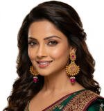 Women's Zinc Alloy Gold Plated Chandbali Earrings (Multicolor)